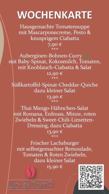 Wochenkarte Wo ist Tom KW 14